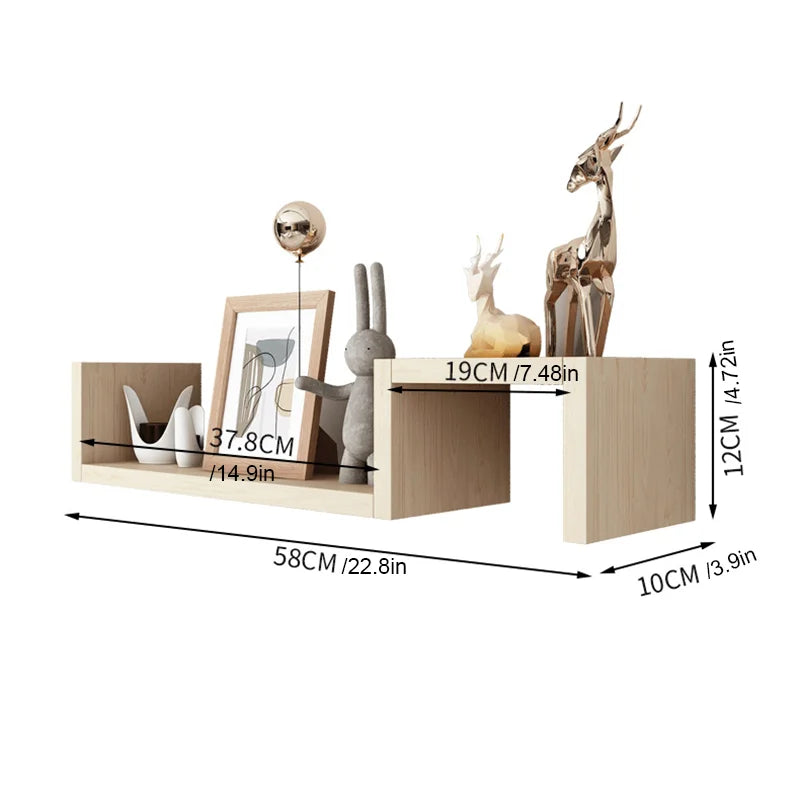 Wooden Wall Mounted Floating Shelves Set High Load Capacity