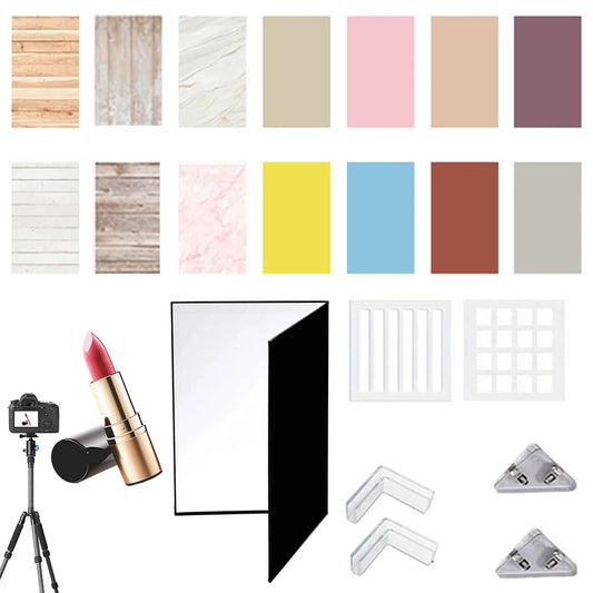 Seven Piece Small Product Photography Backdrops Kit With Fourteen Patterns