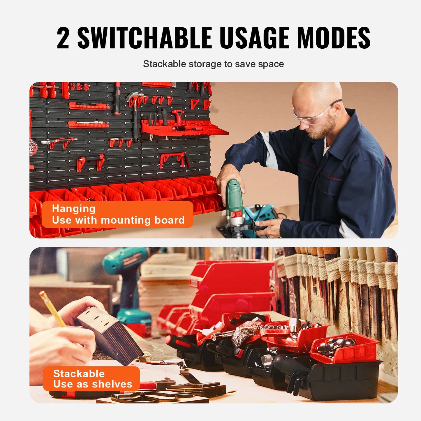 SucceBuy Wall Mounted Storage Bins Organizer for Garage and Home