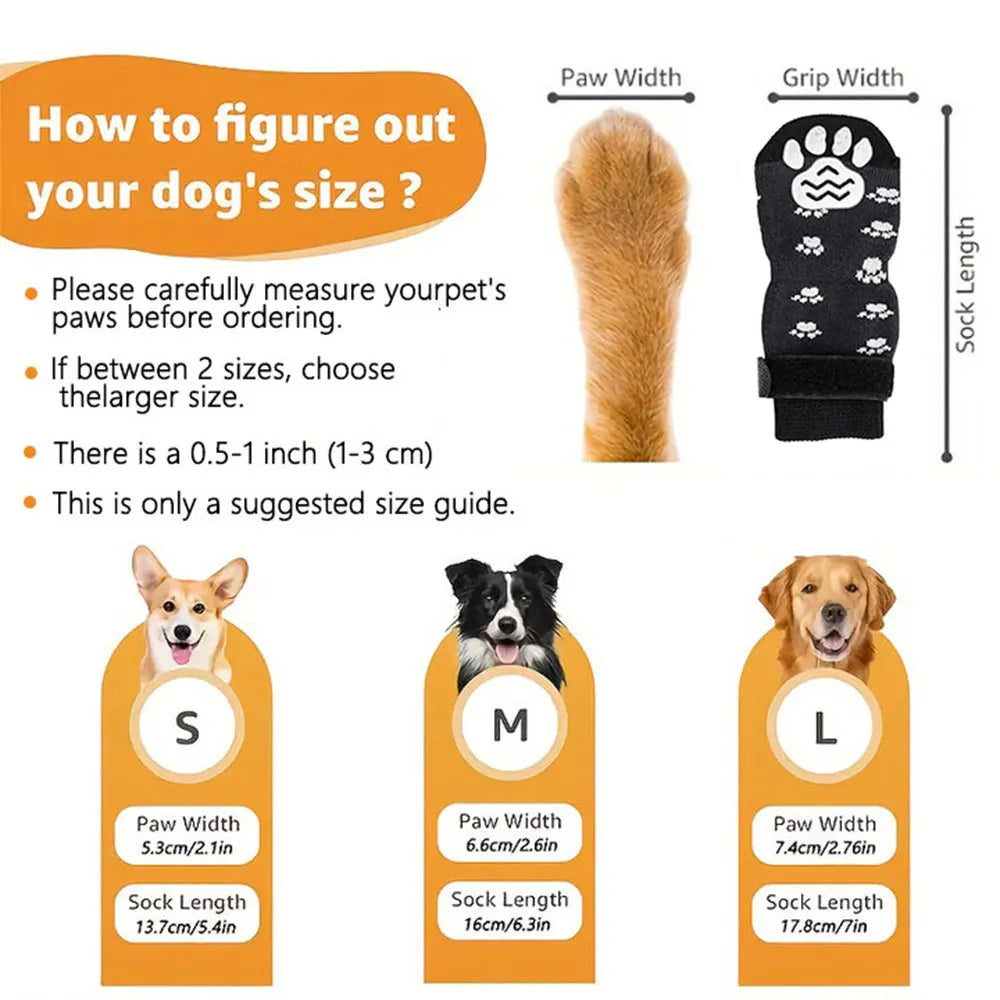 4 Pack Anti Slip Dog Socks For Paw Protection Floor