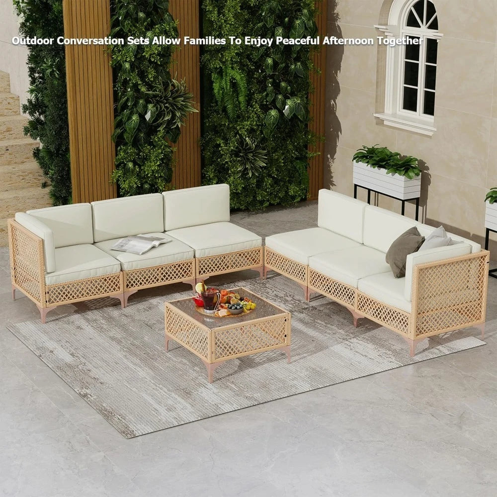 Boho Outdoor Wicker Patio Sectional Sofa Set for Cozy Outdoor Living