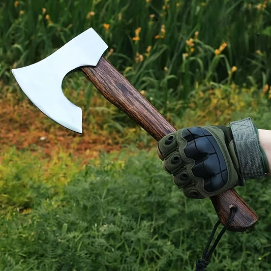 NONEDIY Hand Forged Viking Tomahawk Axe Outdoor High Manganese Steel