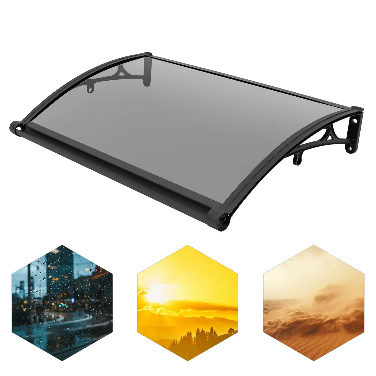 Aluminum Alloy Door Awning Canopy PC Window Patio With Drainage