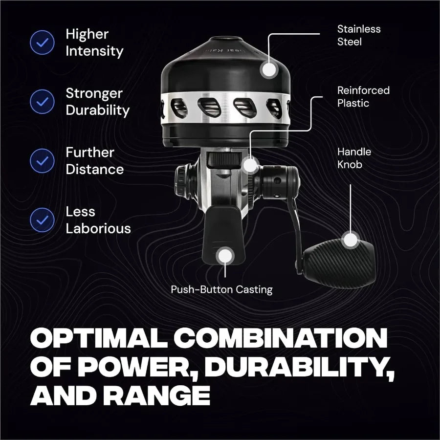 Spincast Bowfishing Reel Stainless Steel Left Right Reversible Handle