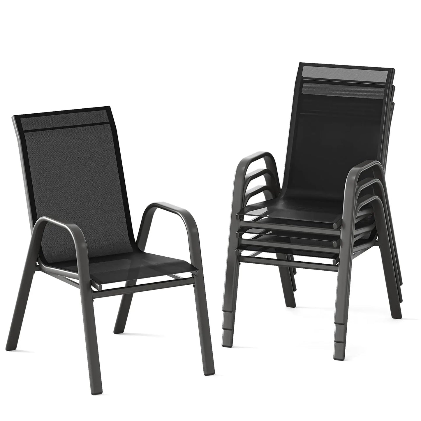 HiMISS Stackable Outdoor Patio Chairs Set All Weather Textilene