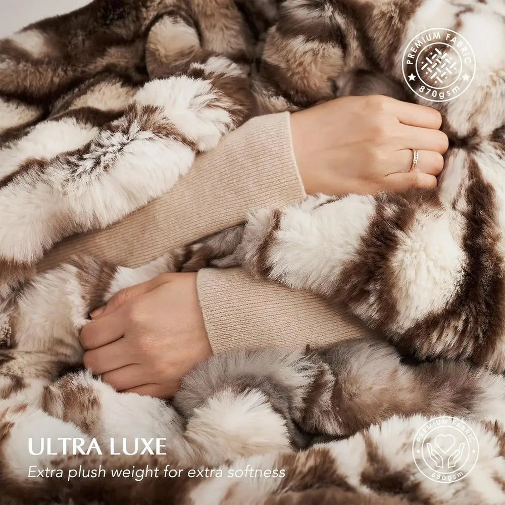 Luxurious Plush Faux Rabbit Fur Blanket For Bed Or Couch