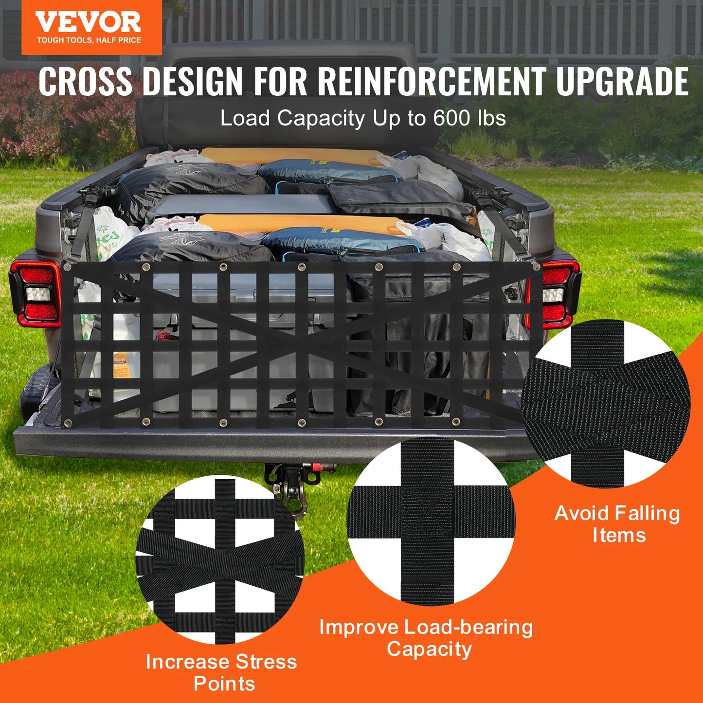 Universal Car Trunk Net Mesh With Telescopic Straps Cargo Organizer