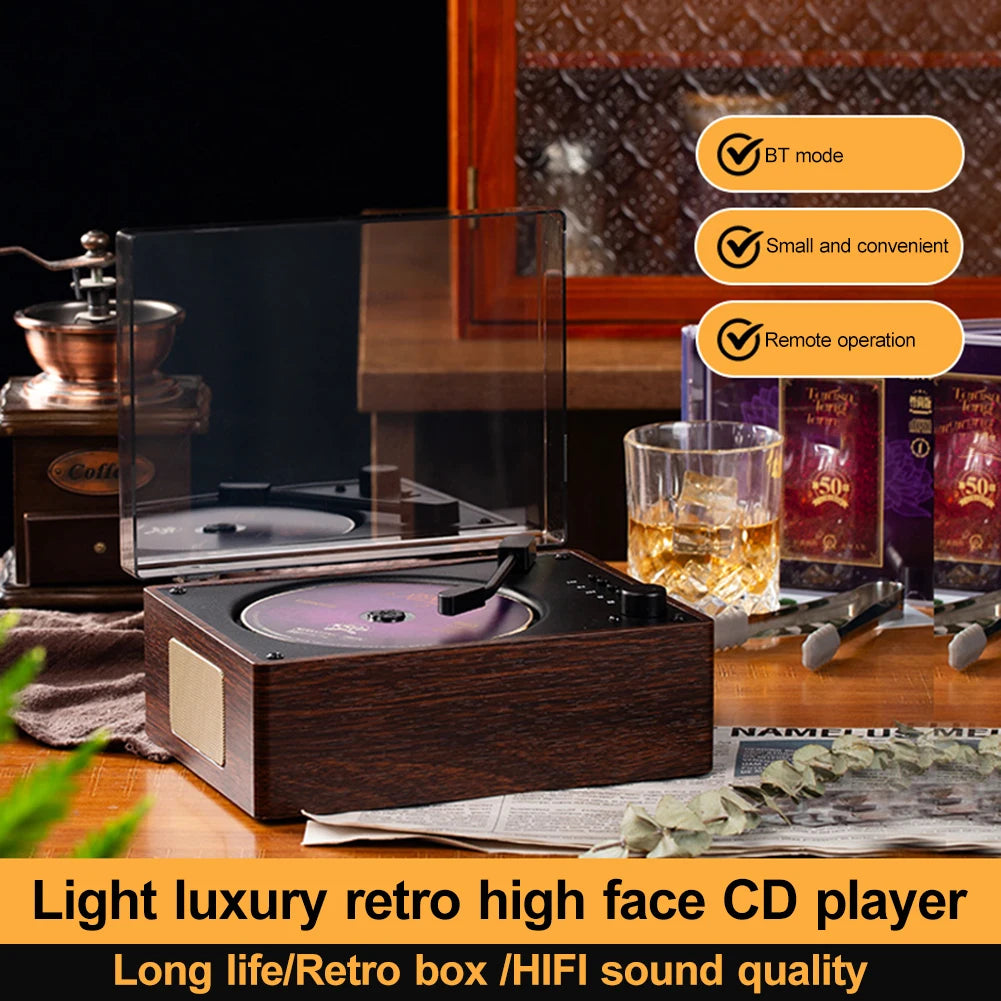 Shunmaii Retro CD Player Desktop Bluetooth 5.0 Speaker USB AUX