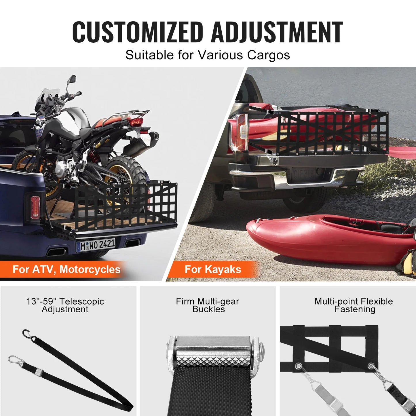 Universal Car Trunk Net Mesh With Telescopic Straps Cargo Organizer
