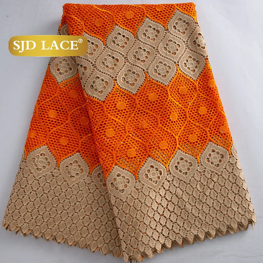 SJD Lace African Guipure Cord Stones Water Soluble Lace Fabric