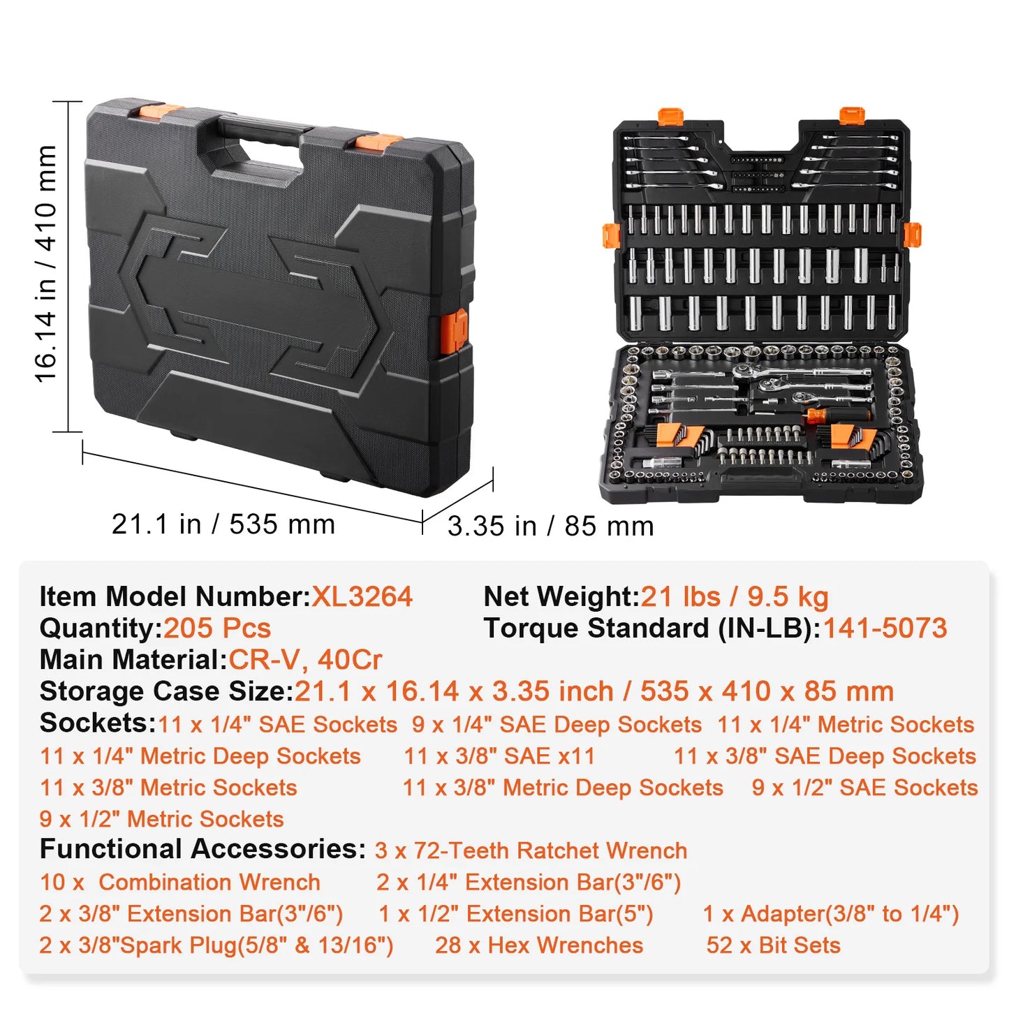 SucceBuy Mechanics Tool Set With Deep Sockets 450 Pieces