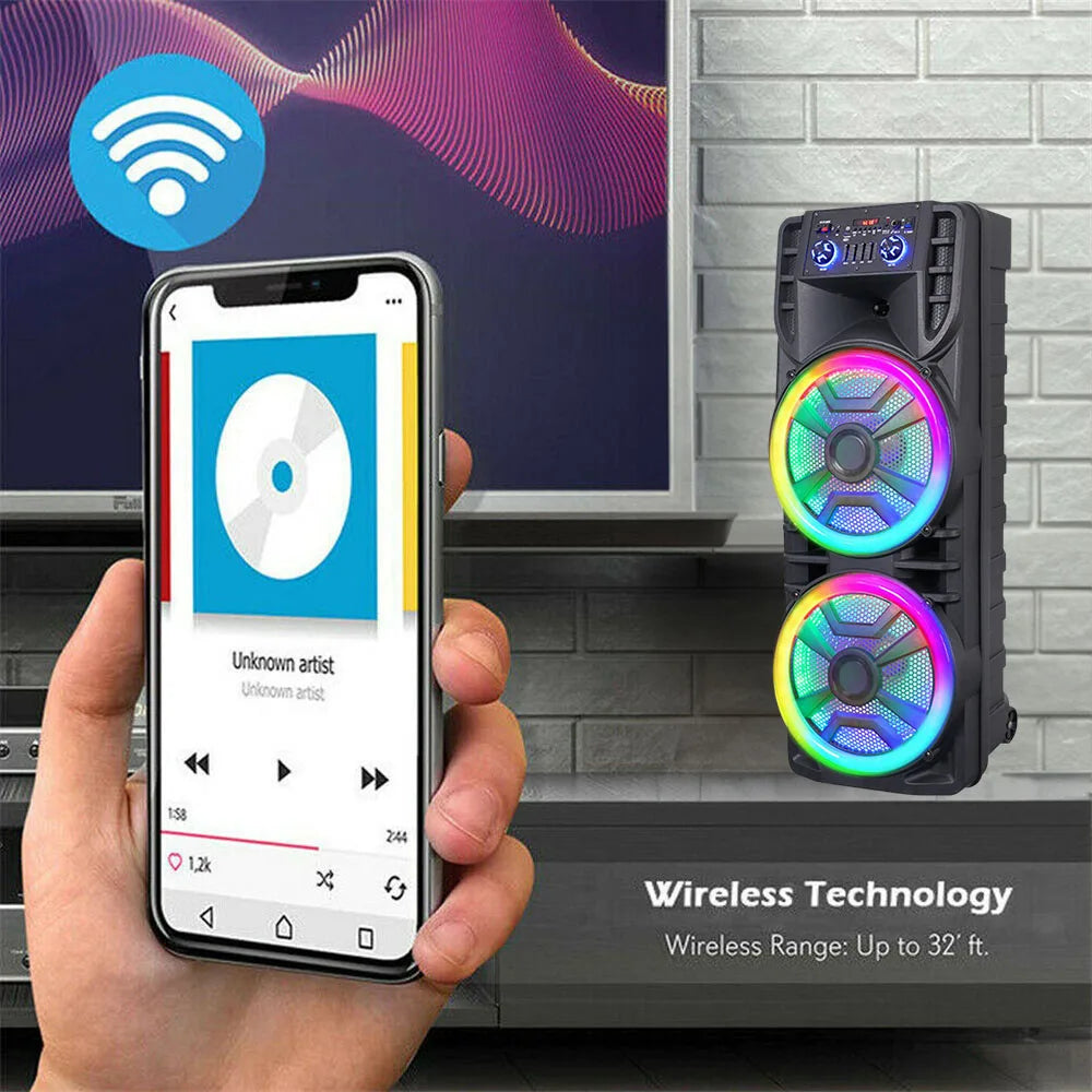 CURUK 8000W Peak Bluetooth Party Speaker Dual Subwoofer