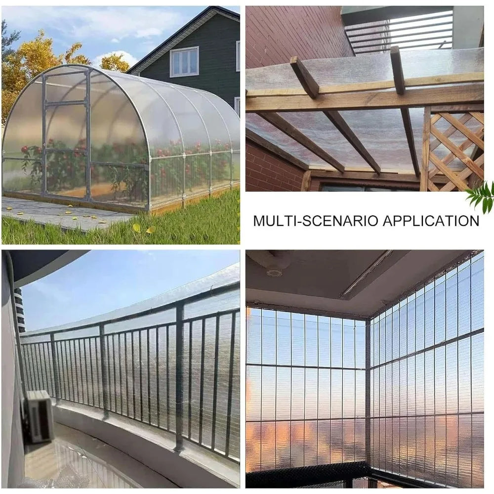 Waterproof Clear Polycarbonate Garden Roof Panels - Pergola Carport Sunroom Greenhouse Replacement, 32x315in with Screws