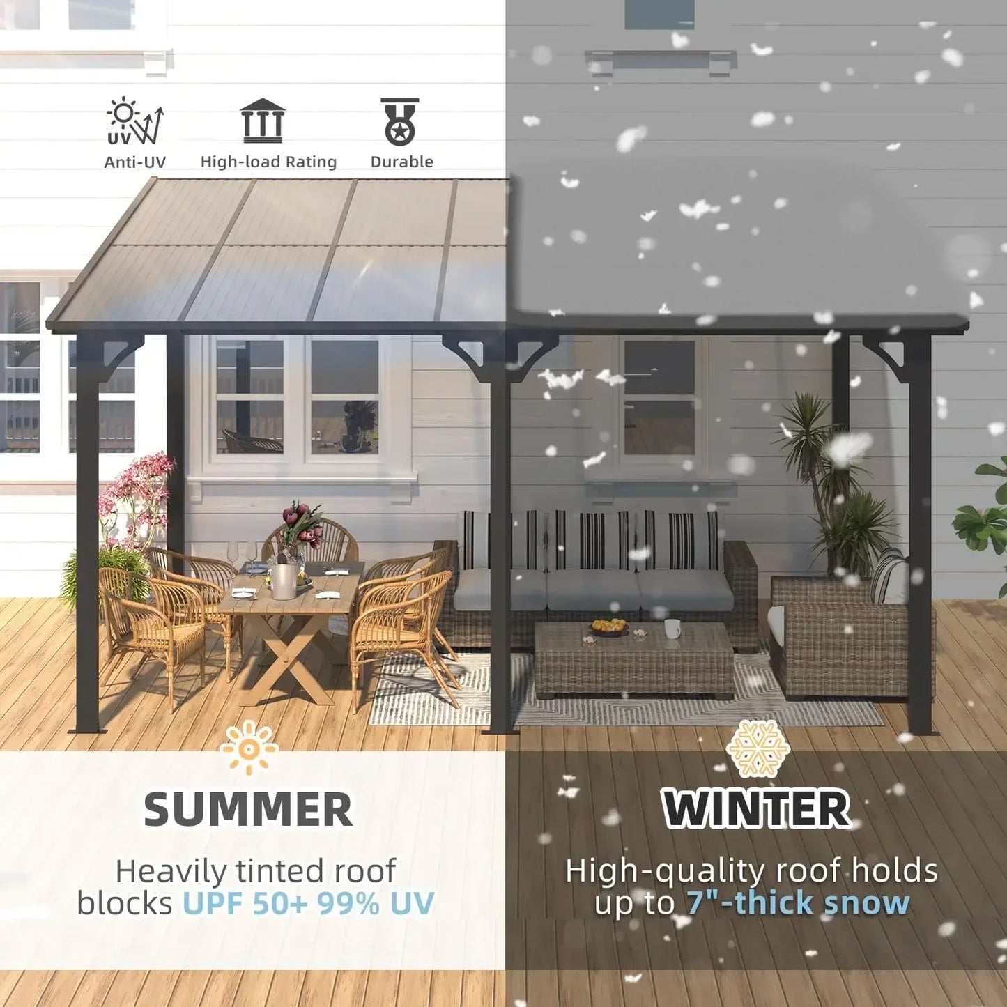 Hard Top Gazebo for Patio Pergola With Roof Outdoor Use