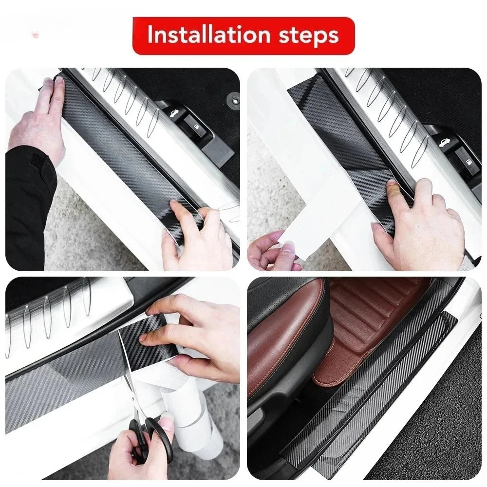 3D Carbon Fiber Car Sticker Anti Scratch Waterproof Door Sill