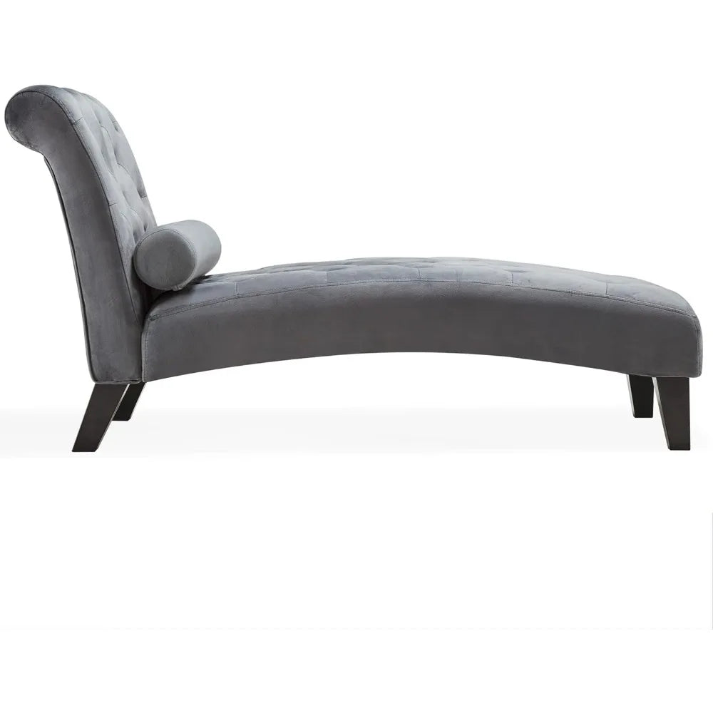 Upholstered Chaise Lounge Chair Indoor Modern Sofa Button Tufted Back