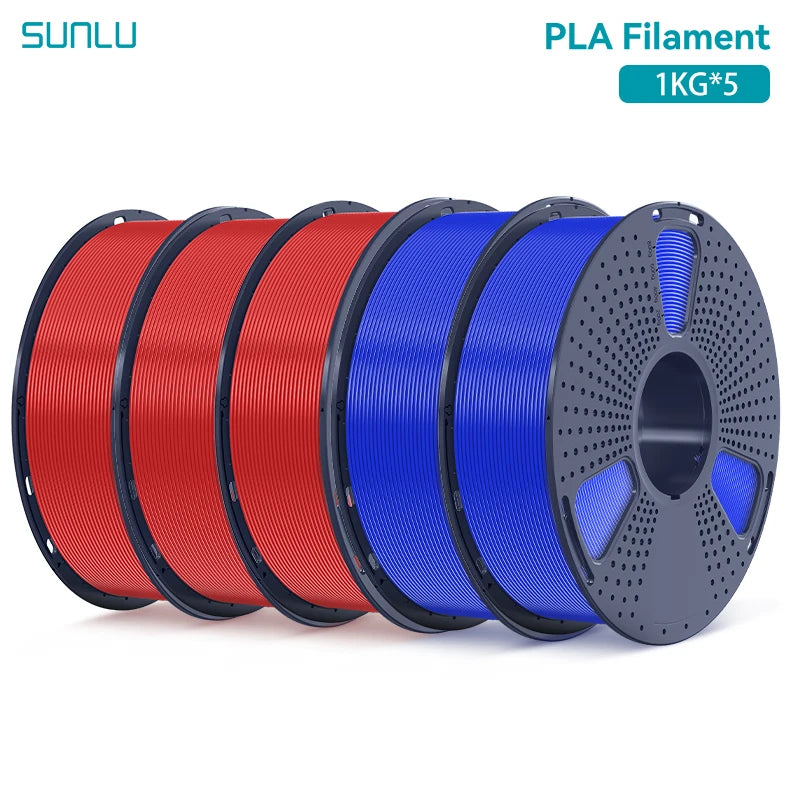 SUNLU 5KG PLA/ PLA Plus Filaments 5 Rolls 3D Filament 1KG/roll 1.75mm 100% Filament Lines Up Neatly For 3D Printing From EU US