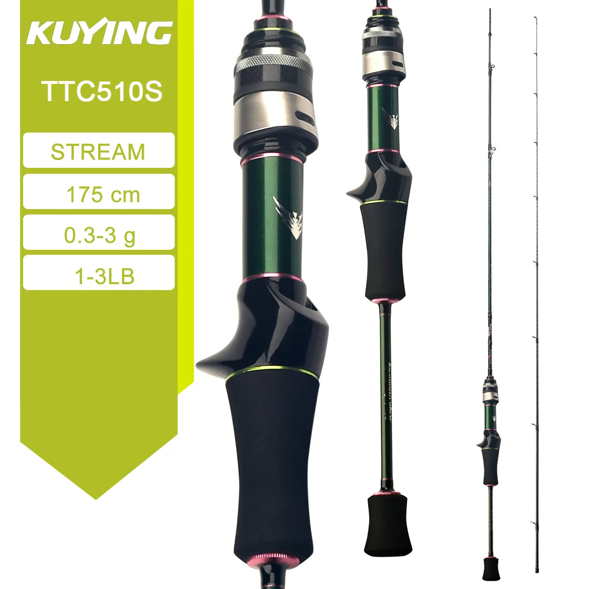 Kuying Teton Stream Fast Action Carbon Fishing Rod 6to10lb