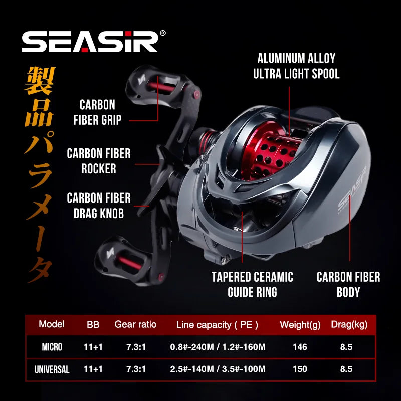 SeaSir Mansory Baitcasting Reel Ultralight Carbon 7 to 1 Ratio