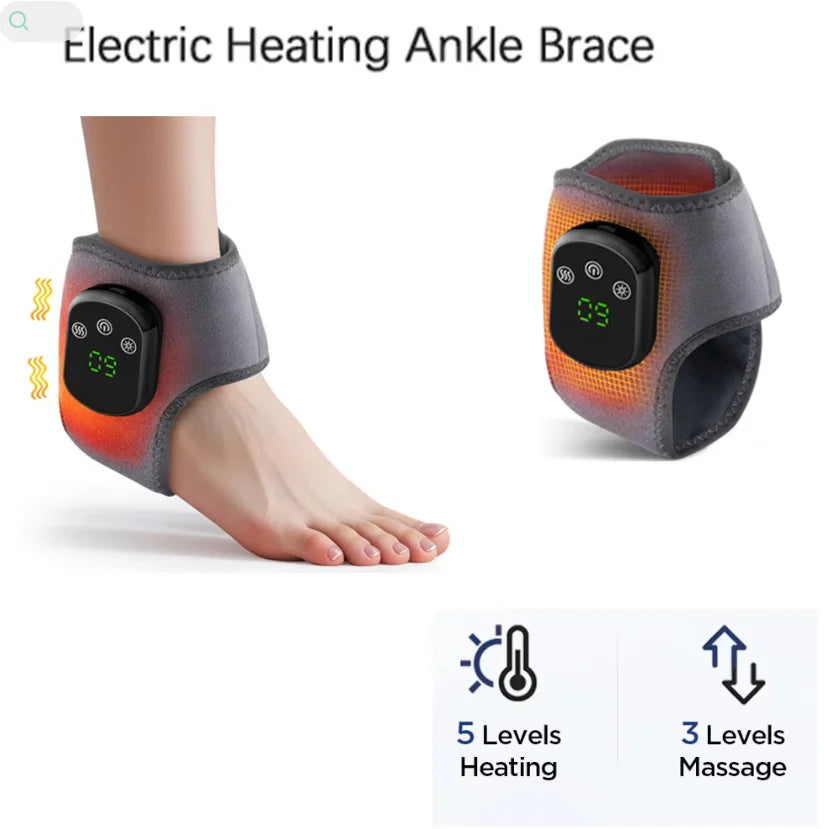 US UK Stock Rechargeable Electric Heating Ankle Brace Massager Hot Compress And Vibration Massage for Foot Muscle Relaxation