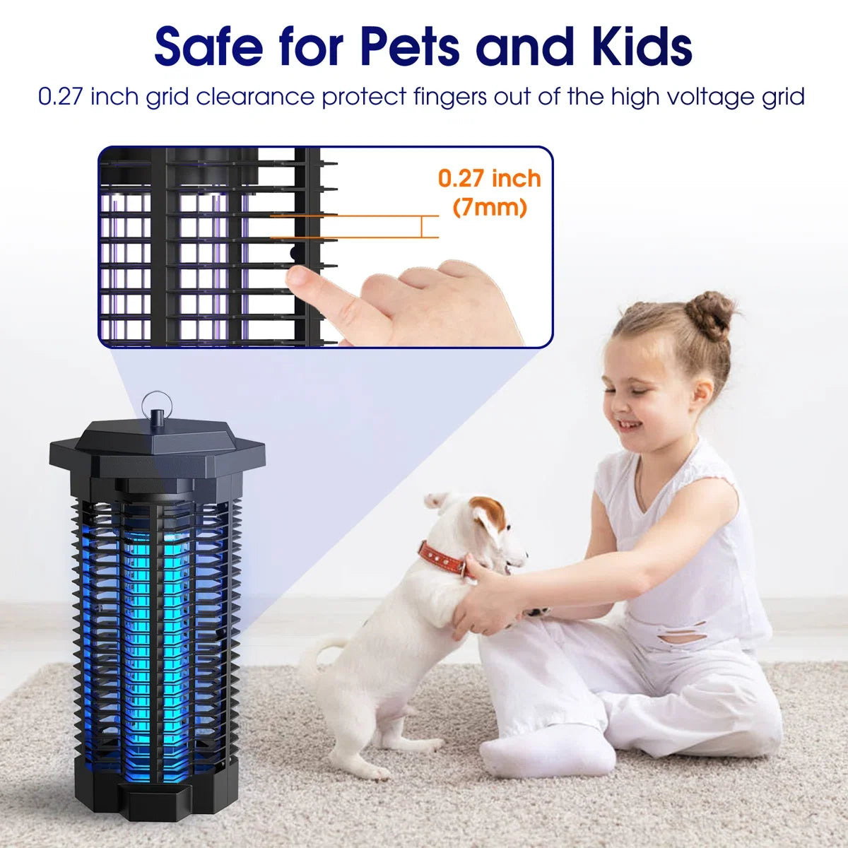 7.1" 4000V Waterproof Electric Mosquito Zappers Bug Killer,Insect Fly Trap for Home Backyard Patio 2500 sq.ft Low Light intensit