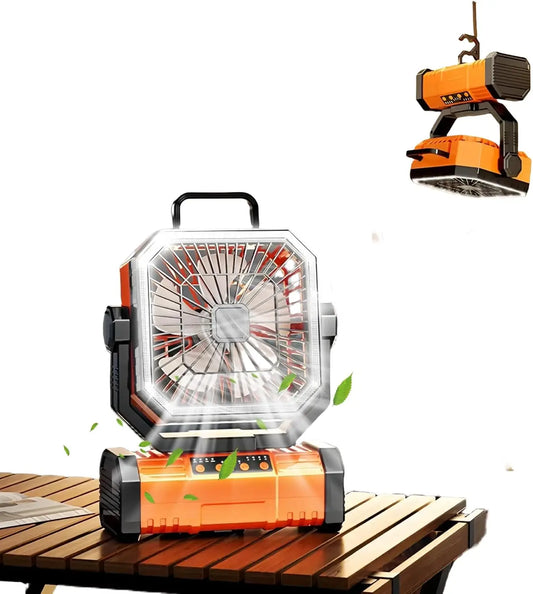 Camping Fan With LED Lantern 20000mAh Portable Oscillating 4 Speeds