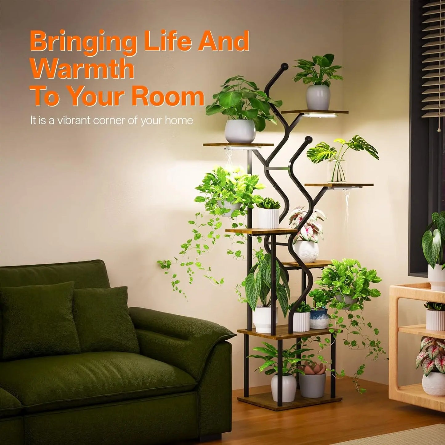 Plant Stand With Grow Light For Indoor Outdoor Use