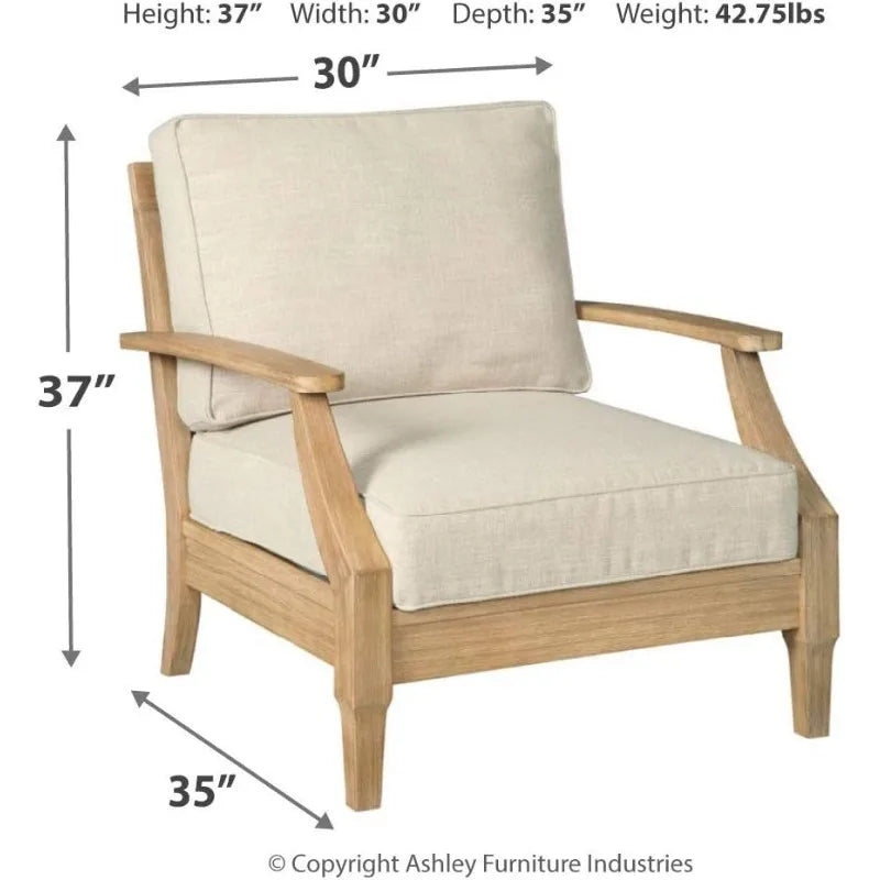 Outdoor Eucalyptus Wood Cushioned Lounge Chair For Patio Use