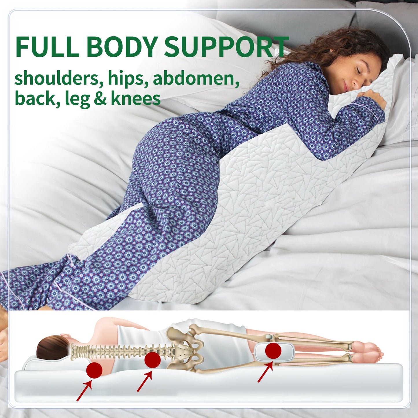 NONECN Memory Foam Body Pillow For Adults Long Sleeping Pillow