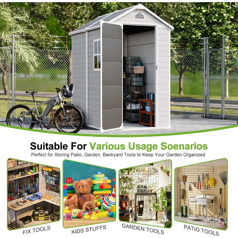 Plastic Outdoor Shed With Floor Waterproof For Garden Tools