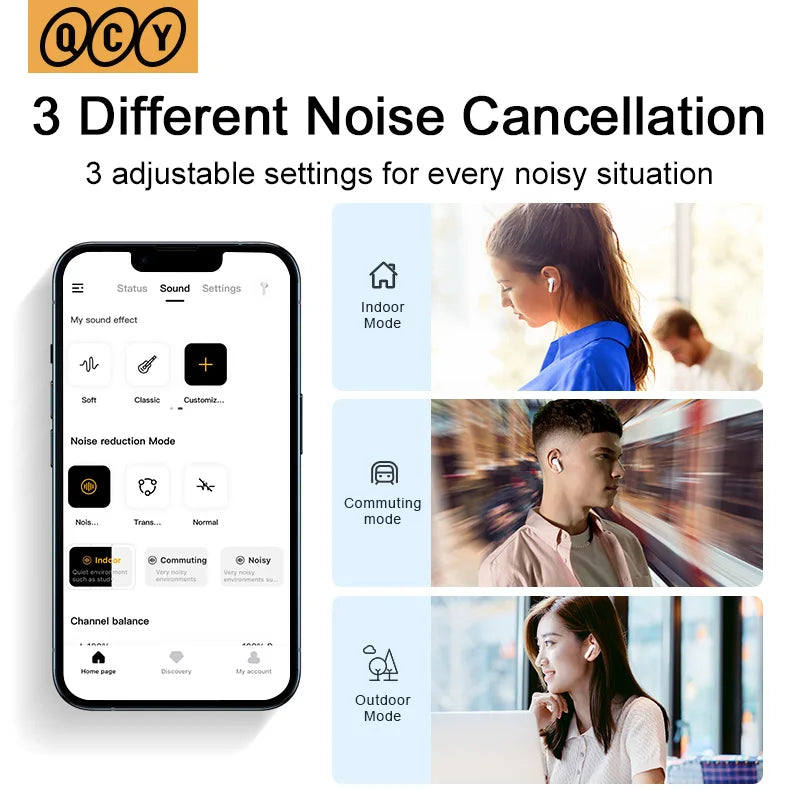 QCY HT05 ANC Wireless Earbuds 40dB Noise Cancellation Bluetooth 5.2
