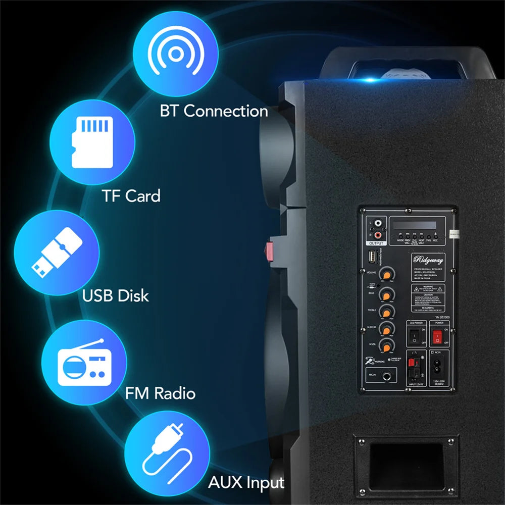 CURUK 9000W Portable Bluetooth Speaker Dual 10 Subwoofers