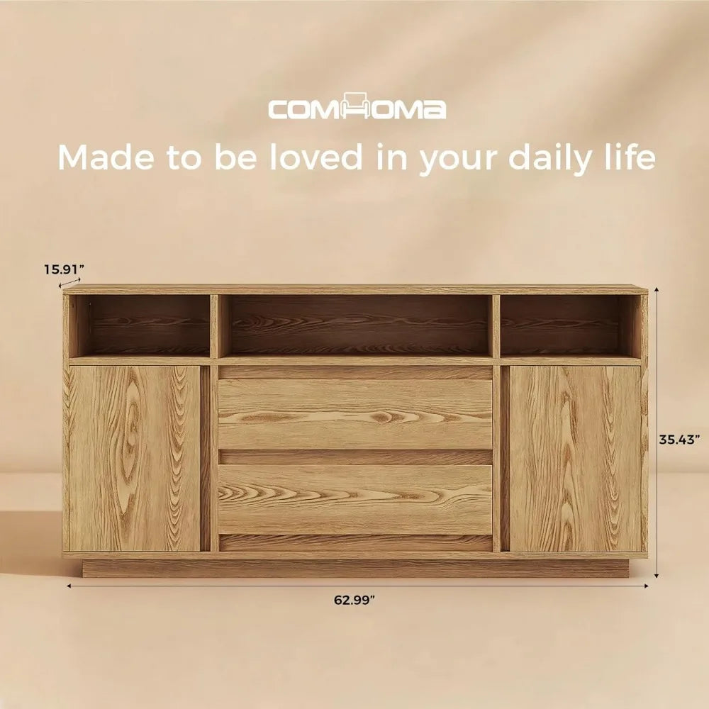 Buffet Sideboard Cabinet With Drawers Modern Wood Storage