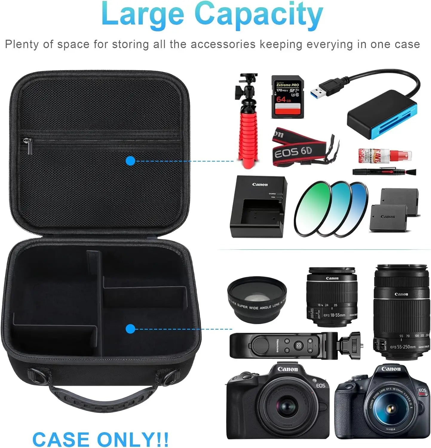 XMSJ Travel Camera Case For Canon DSLR And Mirrorless Cameras