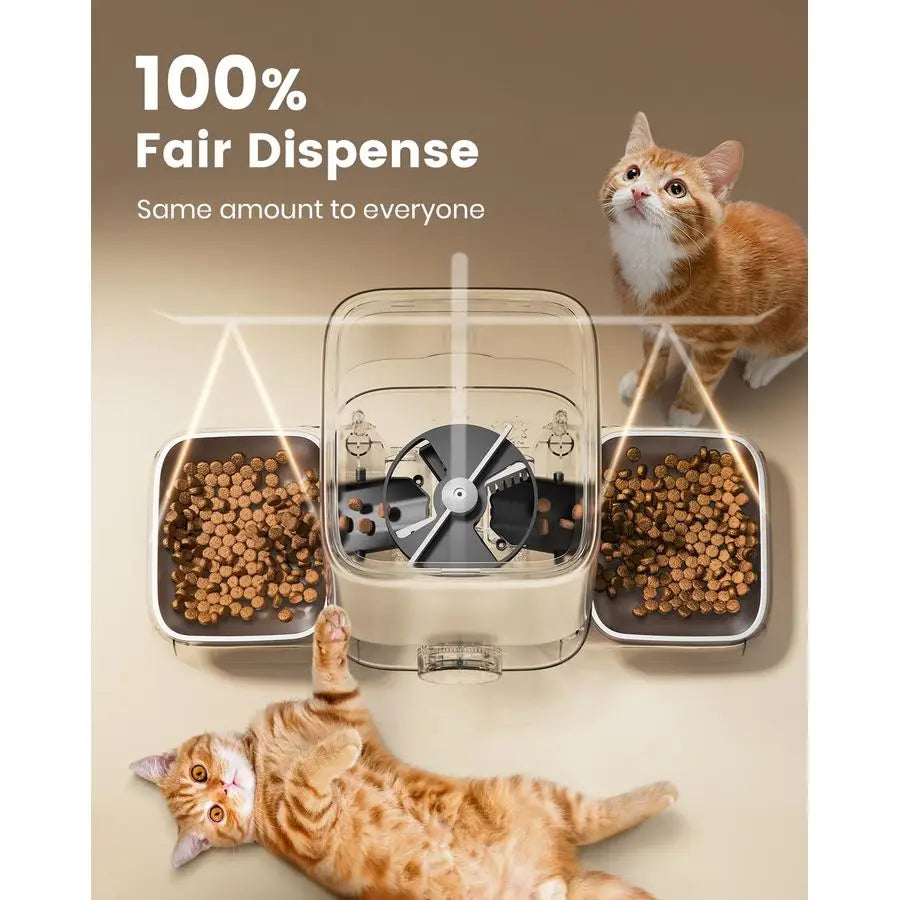 Automatic Cat Feeder for Two Cats Timed Food Dispenser