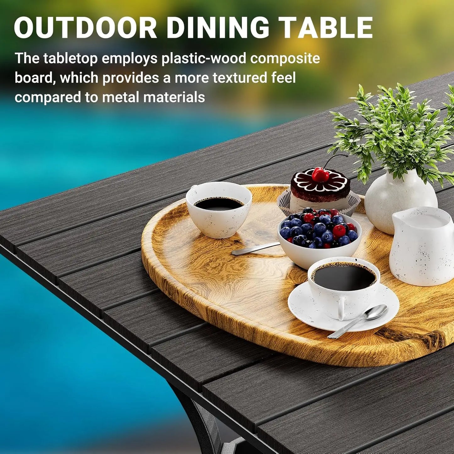 Outdoor Patio Dining Set Swivel Chairs Round Table