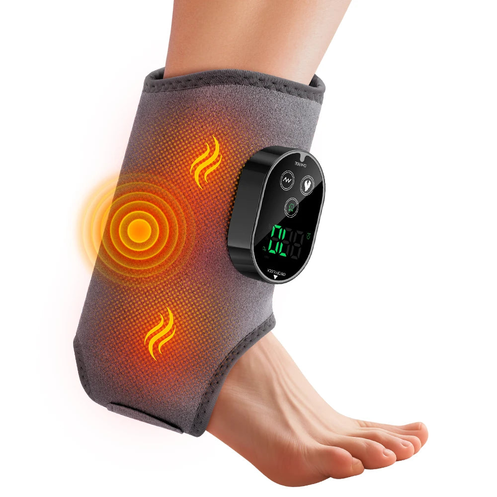 US UK Stock Rechargeable Electric Heating Ankle Brace Massager Hot Compress And Vibration Massage for Foot Muscle Relaxation