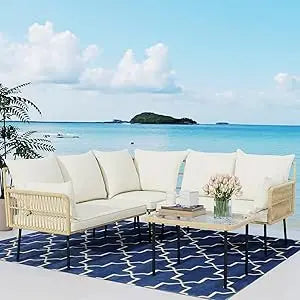 Boho Outdoor Wicker Patio Sectional Sofa Set for Cozy Outdoor Living