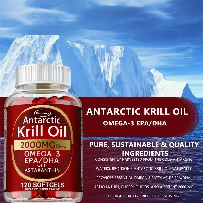 Xemenry Antarctic Krill Oil Capsules With EPA DHA Omega 3