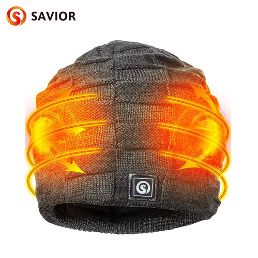 Savior Heat Heated Beanie Hat Battery Powered Rechargeable Winter Cap