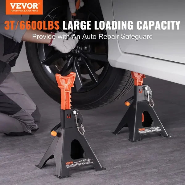 VEVOR Jack Stands, 3 Ton (6,000 lbs) Capacity Car Jack Stands Double Locking, 10.8-16.3 inch Adjustable Height, for lifting SUV,
