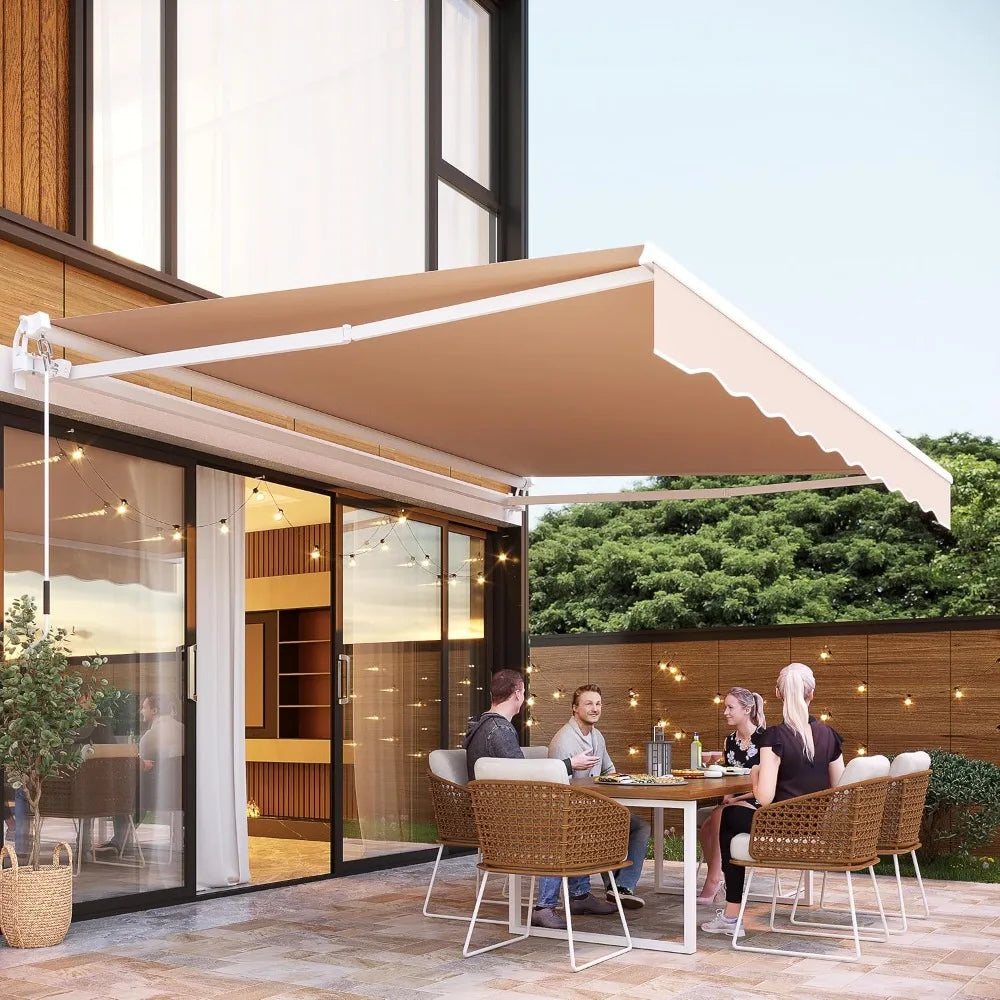 Retractable Awning Manual Patio Sun Shade Shelter Water Resistant Polyester