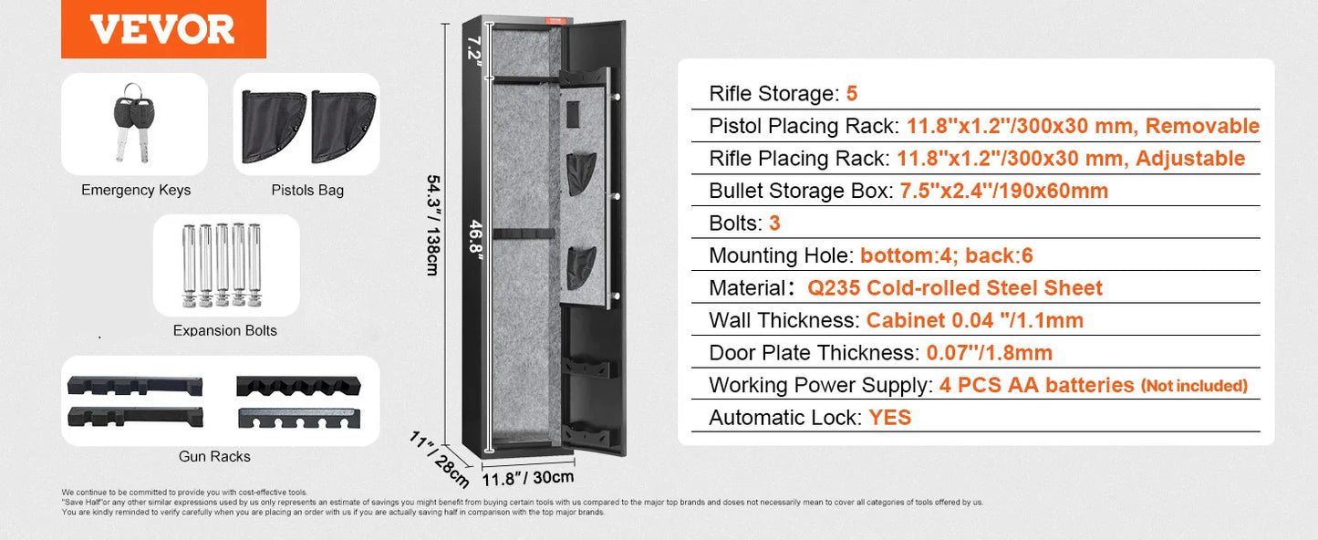 SucceBuy Gun Safe With Digital Keypad And Removable Shelf