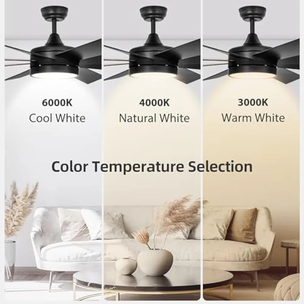 Ceiling Fan With Light And Remote DC Indoor Outdoor Modern 6 Speeds