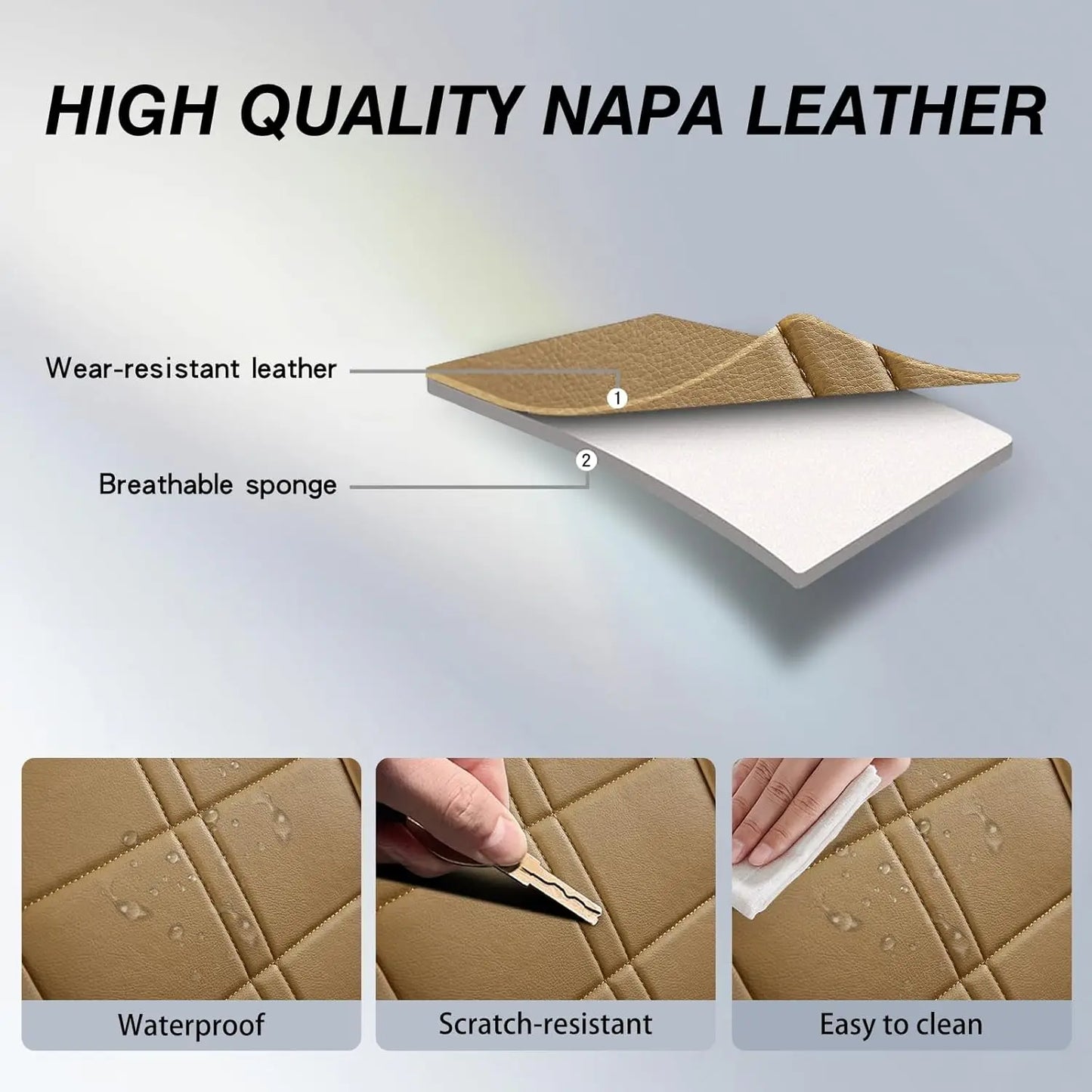 PU Leather Car Seat Covers Universal Fit Waterproof Breathable