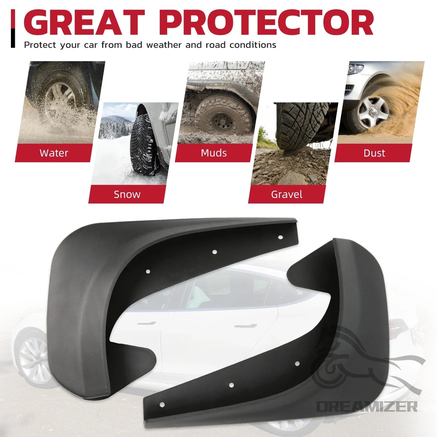 4pcs Front Rear Mudguards Splash Guards Wheel Protector New Upgrade Fender Car Auto Accessories Mudflaps Universal