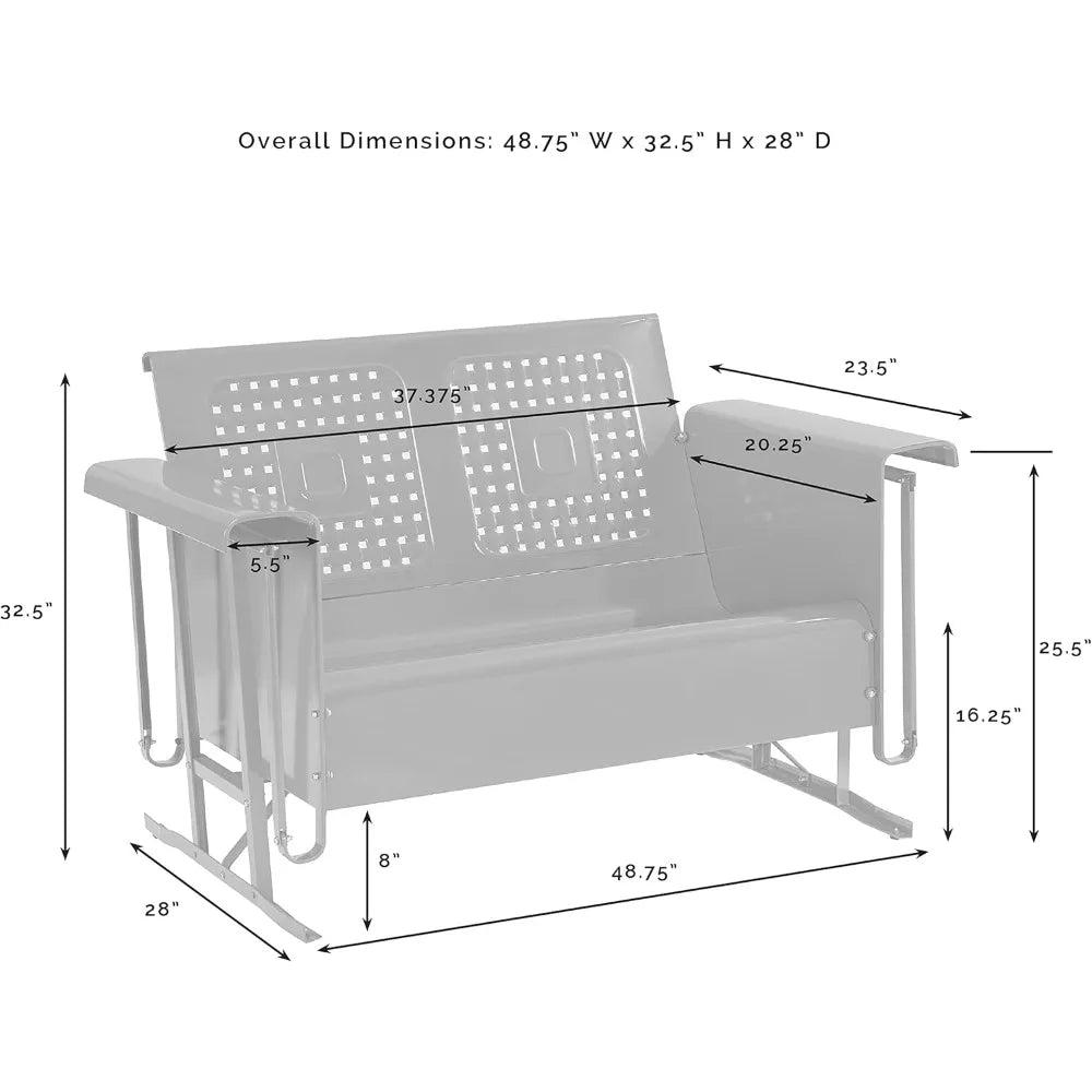 Retro Metal Outdoor Loveseat Glider for Patio