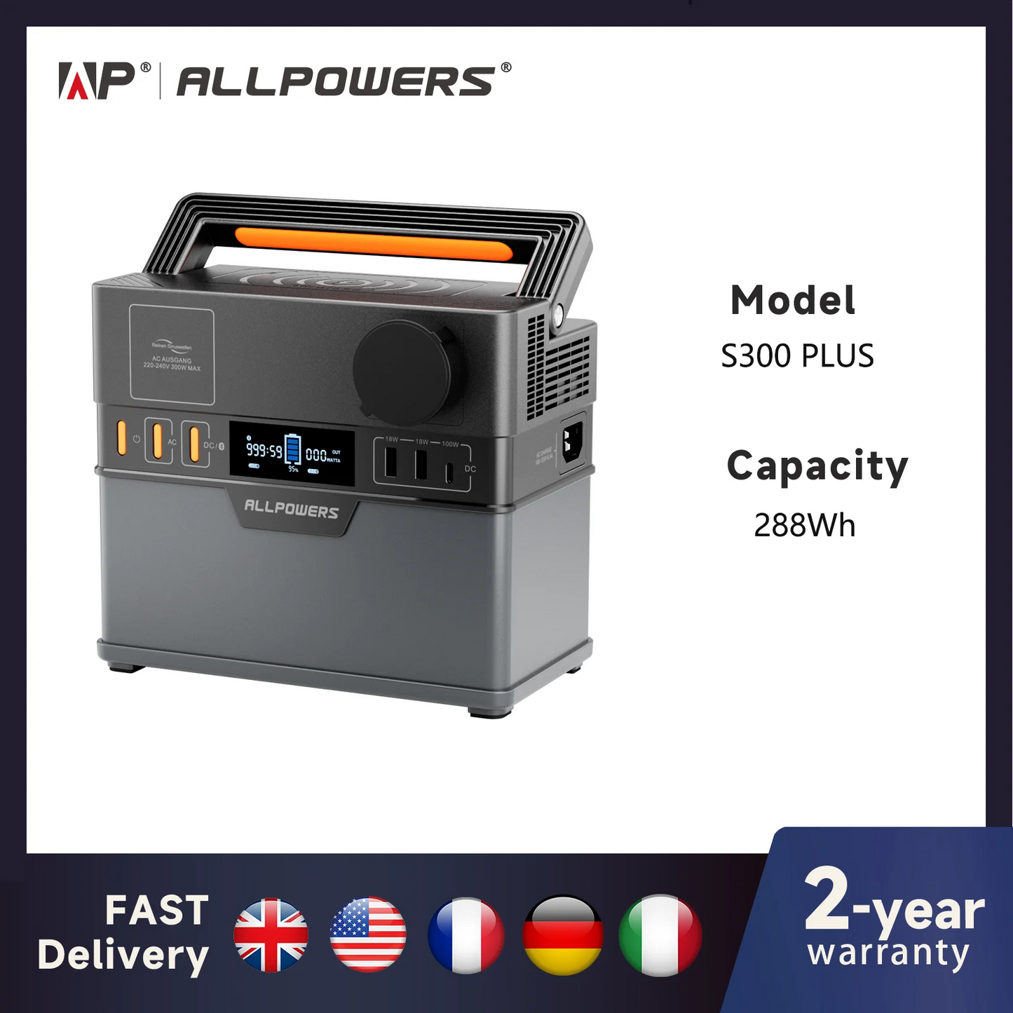 ALLPOWERS S300 Portable Power Station 300W 288Wh Battery Generator
