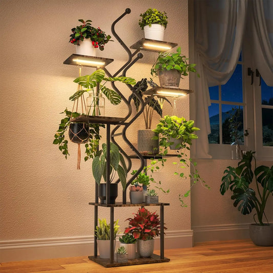 Plant Stand With Grow Light For Indoor Outdoor Use