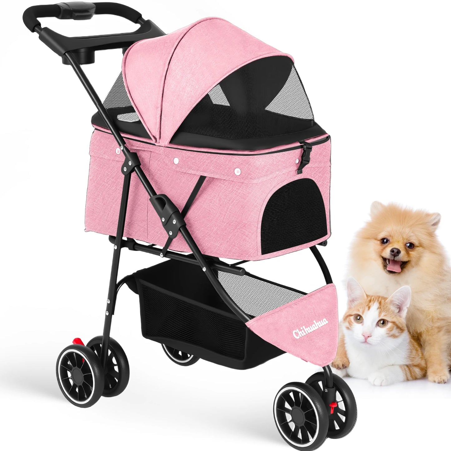 Chihuahua Dog Stroller Foldable With Universal Wheels For Travel